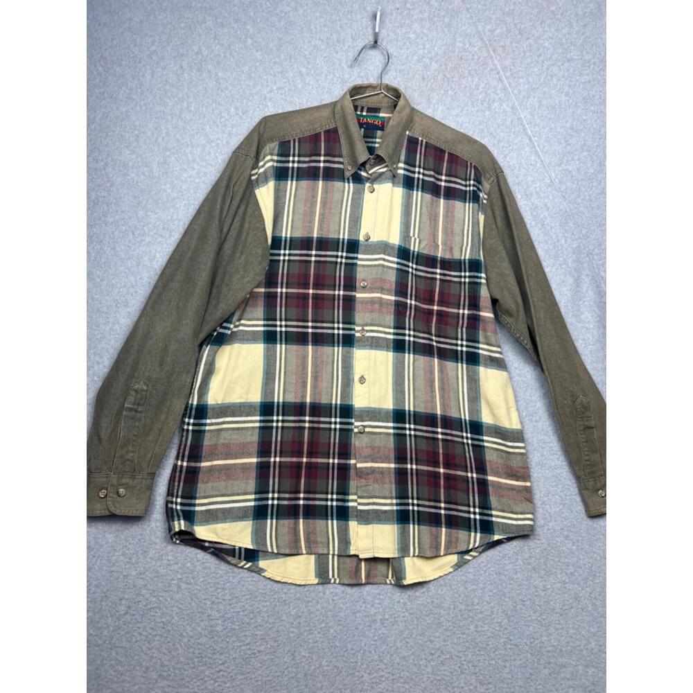 Vintage Tango Plaid Button Up Shirt Mens M Long Sleeve Casual Outdoor Cotton
